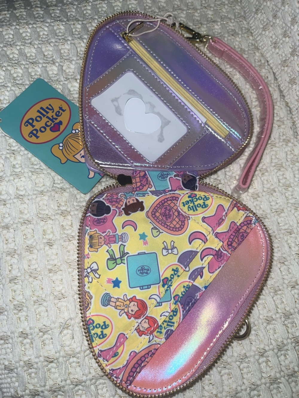NWT Loungefly Polly Pocket Glittery Heart-Shaped Zip Wallet - Picture 7 of 7